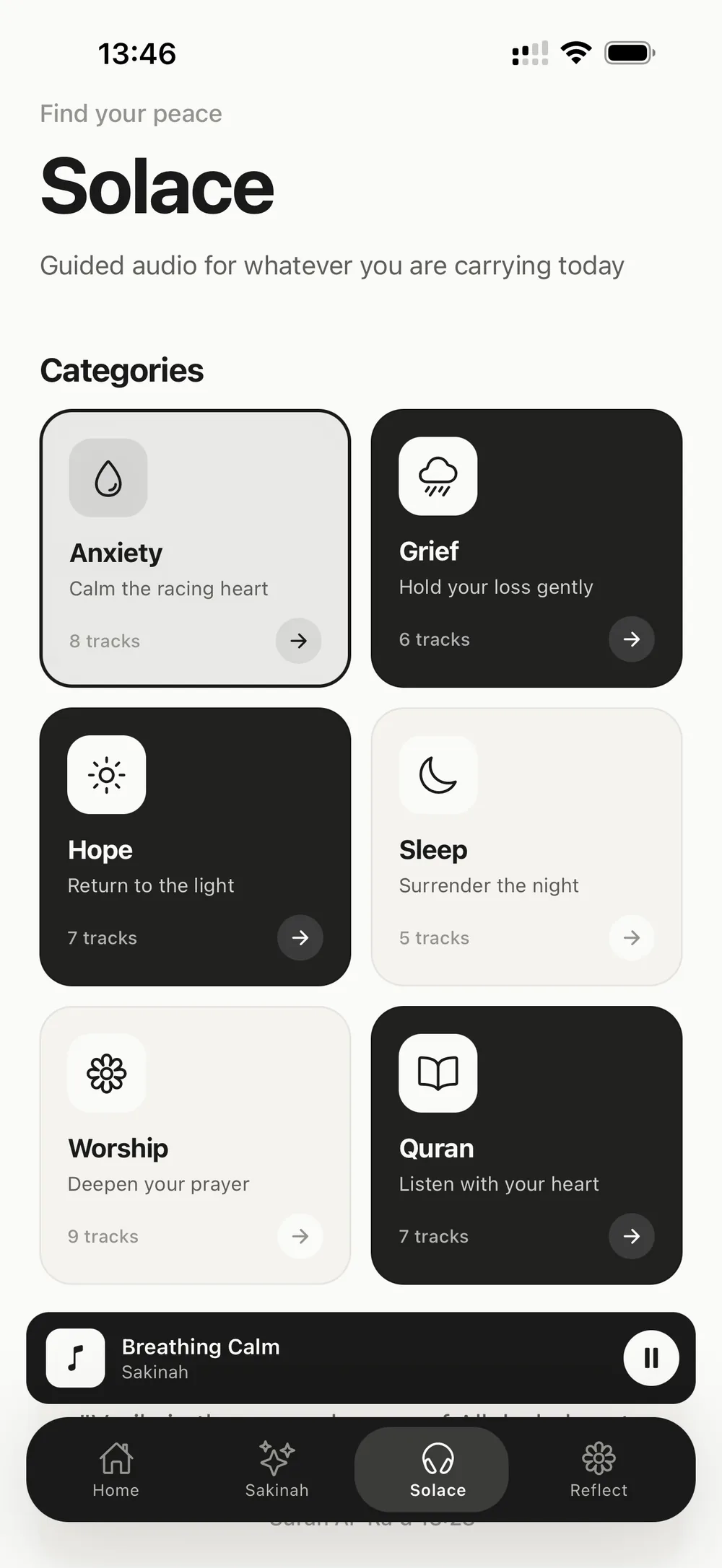 Solace — calming audio to rest in